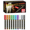 Box of temporary tattoo markings featuring ten tubes of face paint and skin painting products.