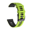 A lime green silicone watch band for a smartwatch, shown from the side.