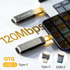 A Kodak USB 3.2 Type-C flash drive is shown connected to a smartphone, illustrating data transfer speed.