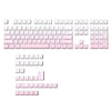 Un set de keycaps PBT de doble disparo con degradado cian y retroiluminación RGB para teclado mecánico.