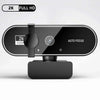 A black 2K Full HD webcam with an auto focus feature and integrated microphone.