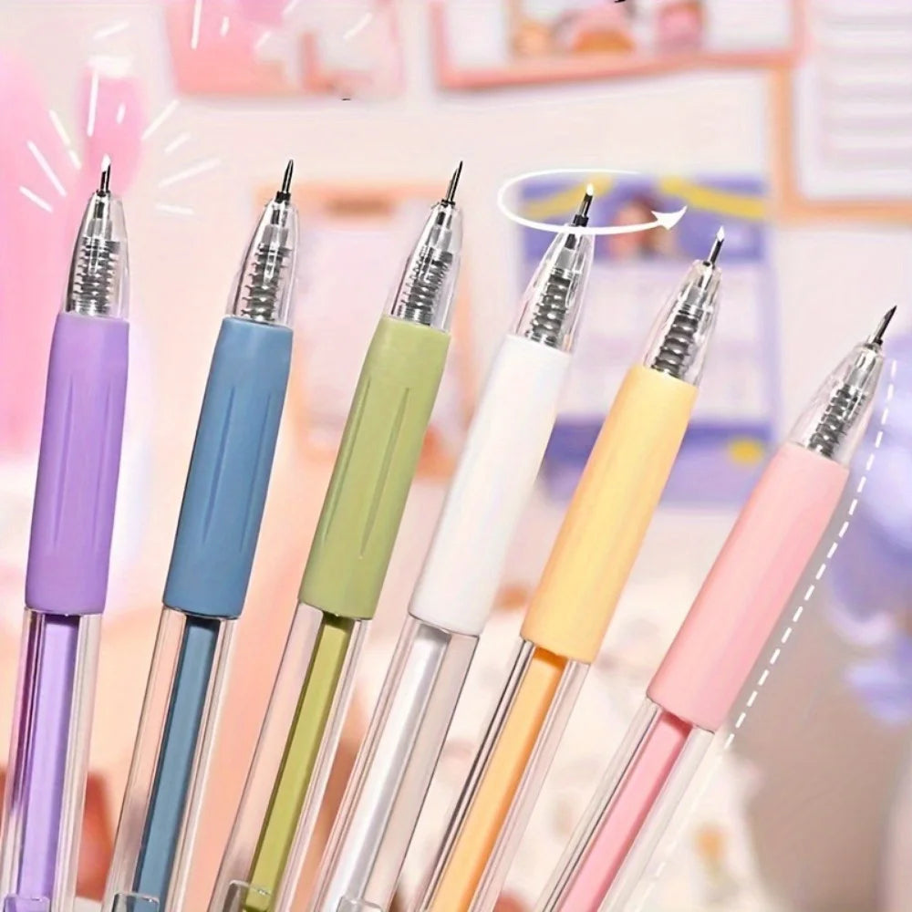 A set of colorful retractable craft knife pens with various colored bodies and tips.