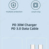 Image showing a white PD charger and a date cable with multiple protection features.