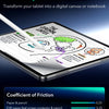 A tablet is shown with a paper-feel surface, demonstrating its use as a digital canvas or notebook.