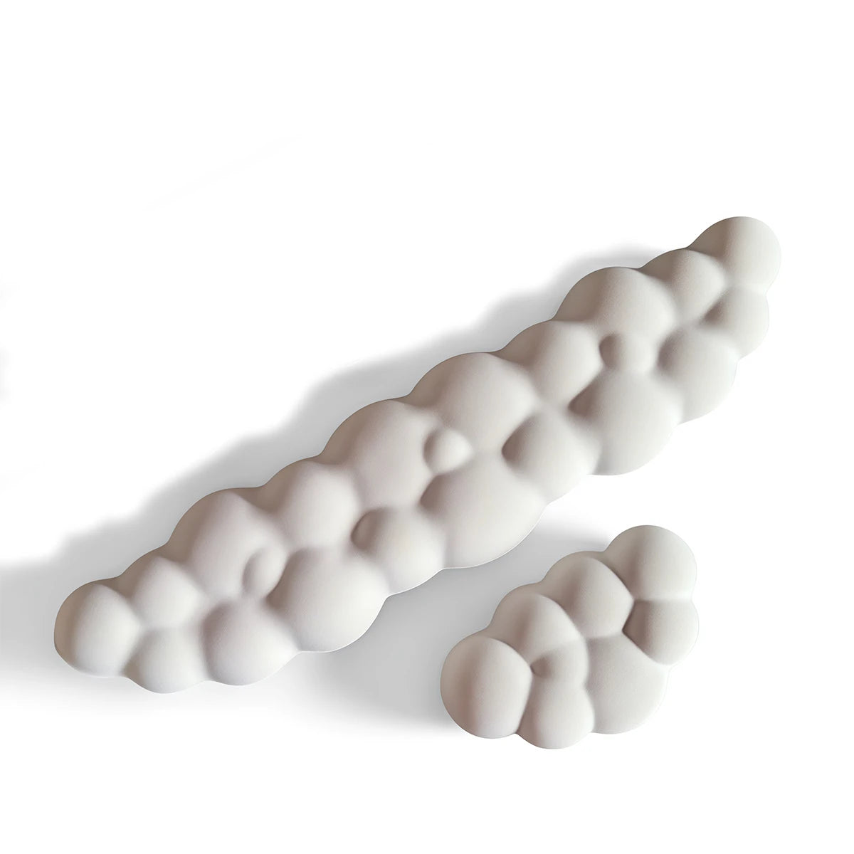 A beige ergonomic memory foam wrist rest pad shaped like a hand, shown from the side.