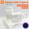 Xiaomi 45W Original charger with 1M 67W cable and box shown on a white background
