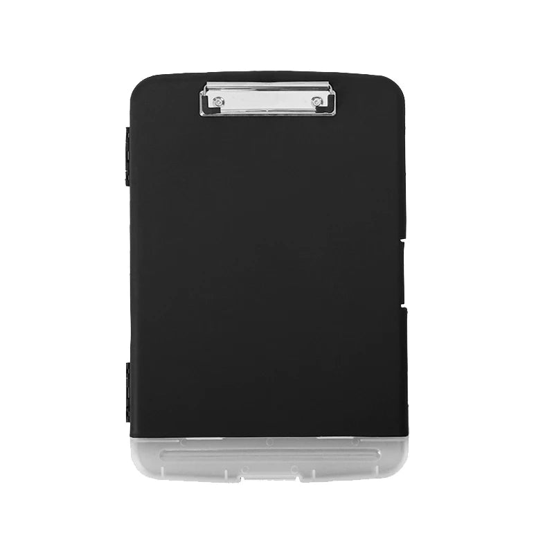 Black A4 waterproof file box with a writing board and pen slot.