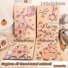 A set of Capybara stationery including a notebook, pencil case, and various illustrations.