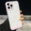 A clear pink LED bowknot glow case for an iPhone, featuring a light show design.