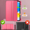Pink premium hybrid case for an iPad, showing scratch and stain resistance features.