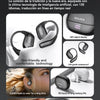 A set of black AI translation Bluetooth earphones shown with various features and usage contexts.