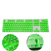 A set of green mechanical keyboard keycaps and switches for a 104-key backlit ABS keyboard.