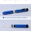 Steps showing how to operate an injection pen, including pulling out the cap and rotating to remove the inner sleeve.