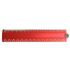 A red aluminum folding ruler marked in centimeters and inches.