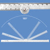 A foldable acrylic geometry ruler set demonstrating a 180-degree angle measurement.