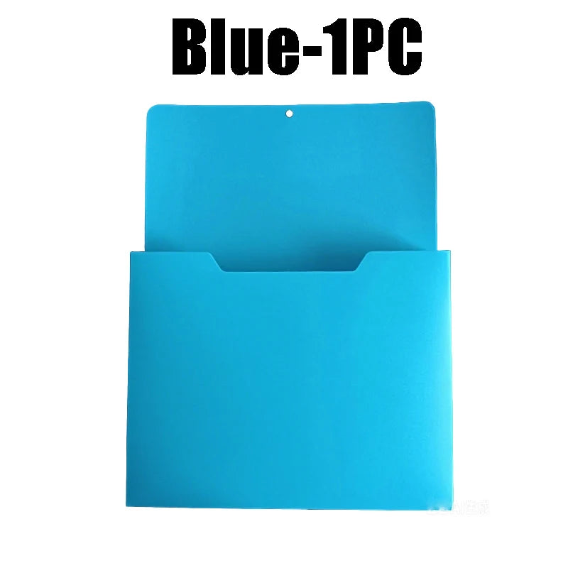 Blue 1PC wall mount magnetic document file holder with a lid