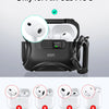 A black magnetic case for AirPods Pro 3 with a flicklock closure shown alongside various AirPods models.
