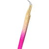 Precision eyelash extension tweezers with a gradient finish, featuring pink and yellow tones.