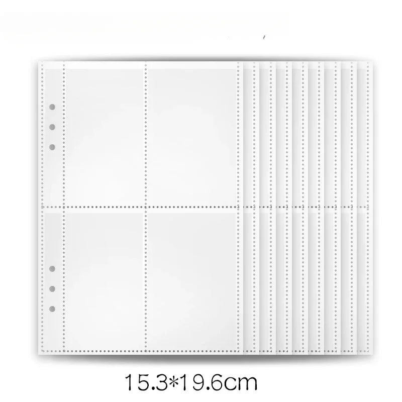 A white A5 marble budget binder with cash envelopes shown from the front.