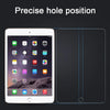A tablet screen protector is shown being applied to an iPad screen, emphasizing precise hole positioning.