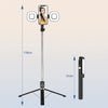 A black extendable phone tripod with an LED ring light and mirror mounted on a flexible stand.