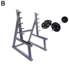 A gray barbell rack desk pen holder organizer with a standard weight plate and barbell.