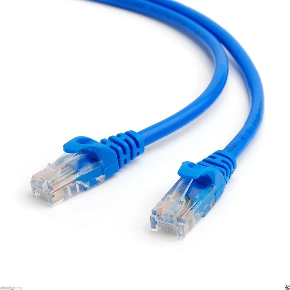Blue high-speed Cat 6 Ethernet patch cable with connectors