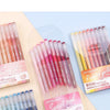 A display of a multi-color Morandi Gel Pen set featuring shades of pink and yellow on a light background.