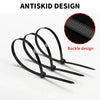 Black heavy-duty nylon cable ties with an antiskid design and buckle feature shown on a white background.