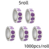 Roll of 5 roll round dot labels for organization in assorted colors
