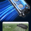 A black portable USB rechargeable car cooling fan with dual turbo fans operating at three wind speeds.