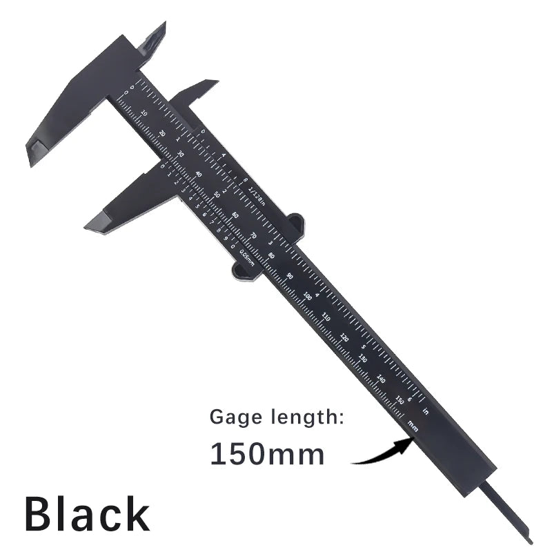 Black precision eyebrow measuring caliper with a 150mm scale and markings