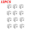 Twelve white magnetic cable clips designed for desk organization.