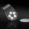 A silver magnetic car air vent phone mount with five circular magnetic pads.