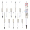 A collection of pearl beaded ballpoint pens shown vertically.