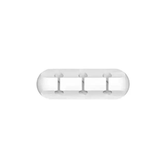 A clear silicone cable organizer and winder set with multiple slots for managing cables.