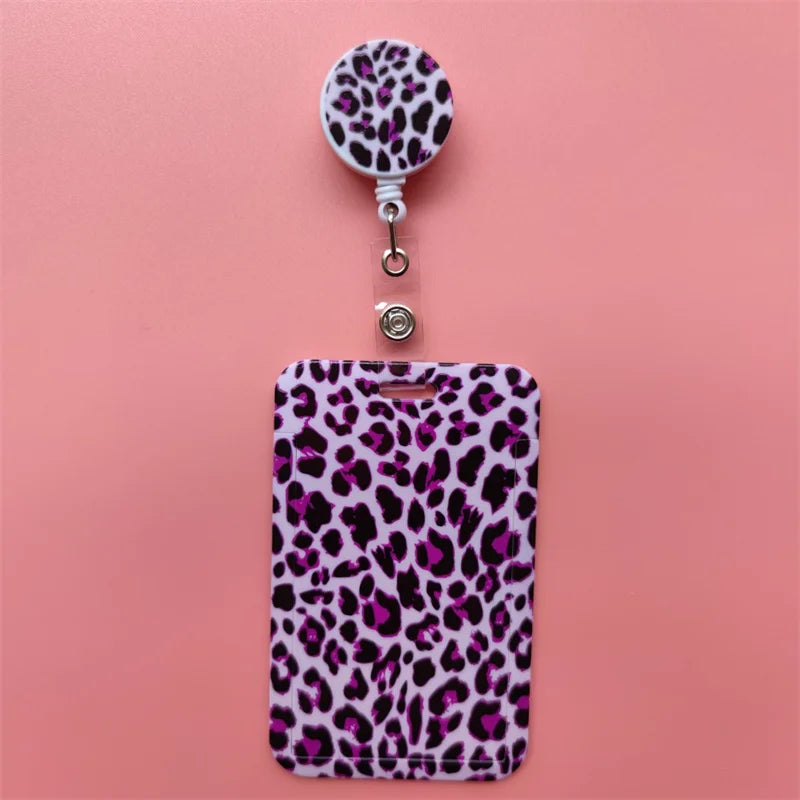 Leopard Retractable Card Holder Clip for Badges and IDs