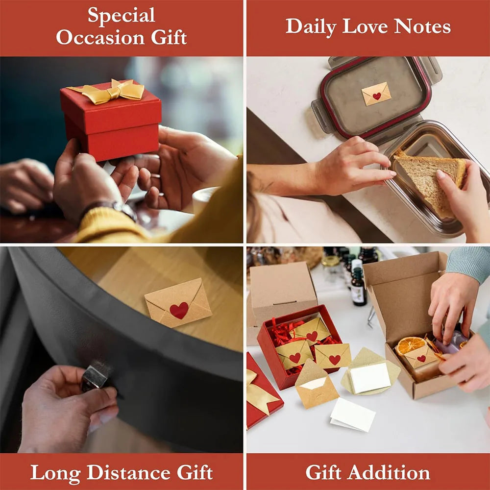 A collage showing special occasion gifts, daily love notes, long distance gifts, and gift additions featuring red and gold en