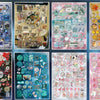 A collection of colorful Y2K aesthetic cut film stickers featuring various designs and textures.
