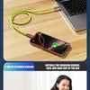 A green charging cable is shown next to a smartphone, illustrating multiple length options for various scenarios.