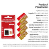 Red packaging for a MicroDrive high-speed memory card with various capacity options like 32GB, 64GB, 128GB, and 256GB.