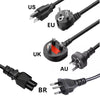 Varias versiones de un adaptador de corriente para laptop USB Tipo-C de 65W para mercados de EE. UU., UE, Reino Unido, Austra