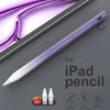 A purple stylus pen is shown next to an iPad, with options for tilt control, anti-mistouch, and magnetic features.