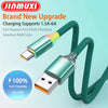 A green braided USB-C charging cable with an RGB connector is shown, highlighting 1.5A-6A fast charging support.