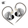 Silver KZ Castor 2DD dual dynamic driver earphones with detachable cable shown against a white background