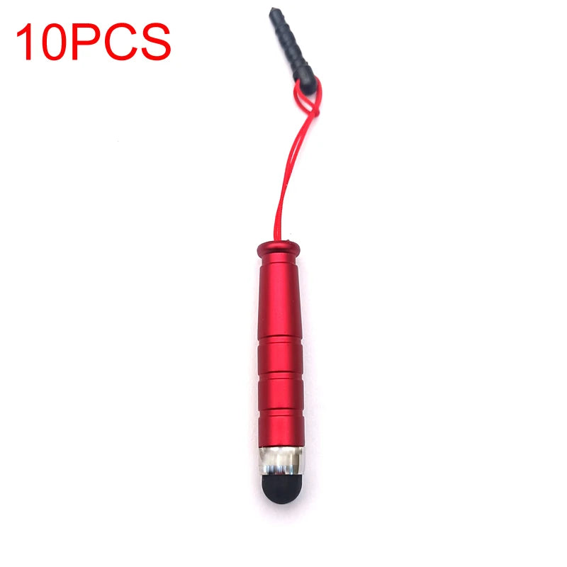A red stylus with a black tip and cord is shown against a white background.