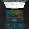 A wireless keyboard with a touchpad is shown alongside hand gestures demonstrating one, two, and three-finger operation.