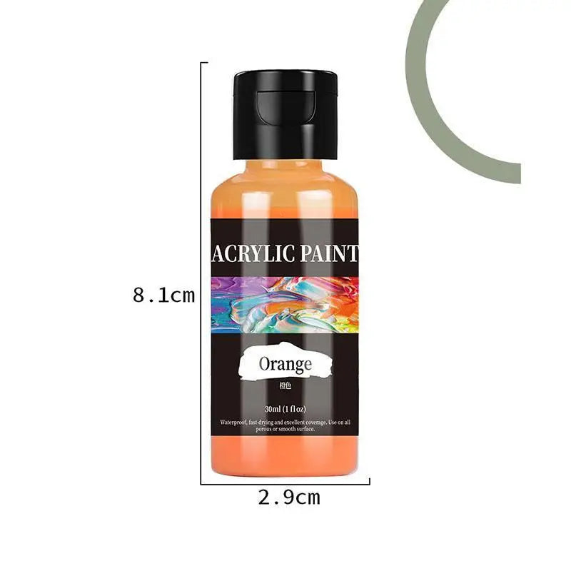 Flasche orangefarbener Acrylfarbstoff für Stoff und Leder DIY mit schwarzem Deckel