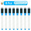 Achtpack von hellblauen magnetischen Whiteboard-Stiften mit Magneten