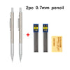 A set of two 0.7mm HB mechanical pencils with accompanying storage boxes.